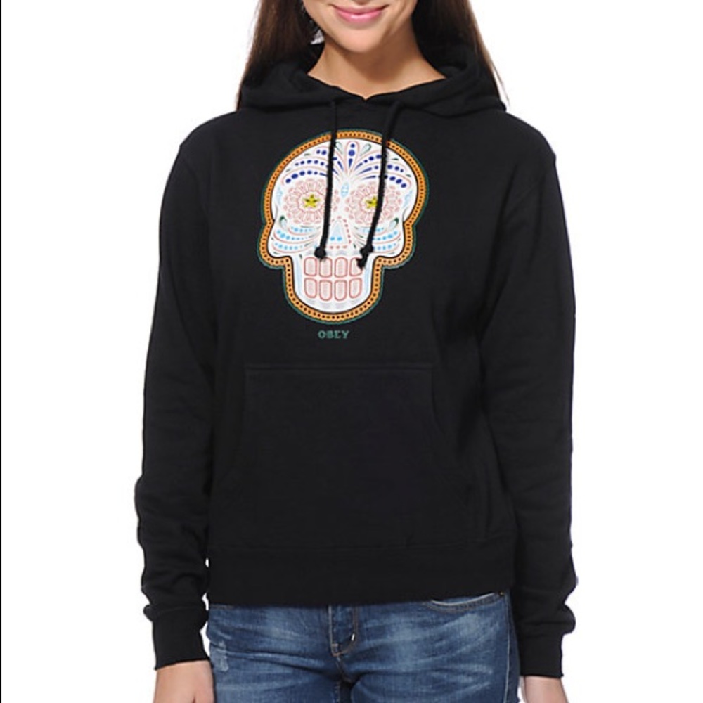 Obey colorful skull pullover hoodie